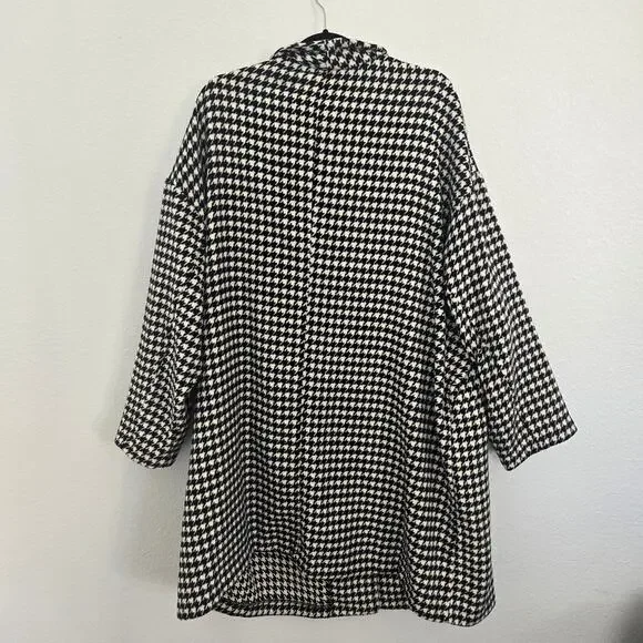 Old Navy Women's 3X Black & White Houndstooth Overcoat Button Up Long Cardigan - Picture 5 of 7